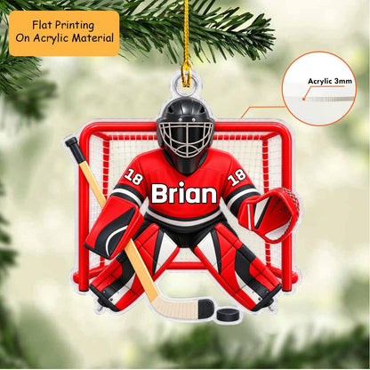 Personalized Ice Hockey Christmas Flat Printed Acrylic Ornament, Ice Hockey Mascot, Custom Ornament Christmas Gift, Keychain Ice Hockey, Car Ornament Ice Hockey