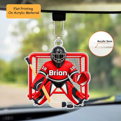 Personalized Ice Hockey Christmas Flat Printed Acrylic Ornament, Ice Hockey Mascot, Custom Ornament Christmas Gift, Keychain Ice Hockey, Car Ornament Ice Hockey