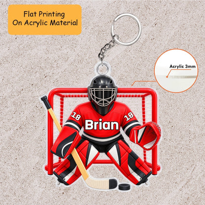 Personalized Ice Hockey Christmas Flat Printed Acrylic Ornament, Ice Hockey Mascot, Custom Ornament Christmas Gift, Keychain Ice Hockey, Car Ornament Ice Hockey