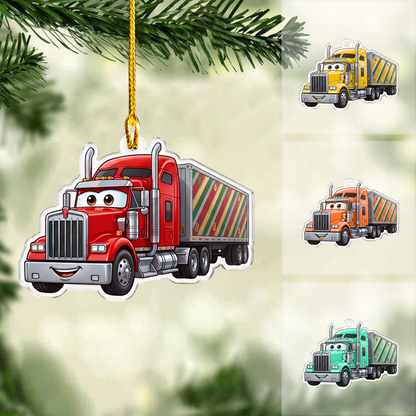 Personalized Truck Christmas Ornament, Cartoon Trucker, Custom Ornament Christmas Gift, Keychain Truck, Car Ornament Truck