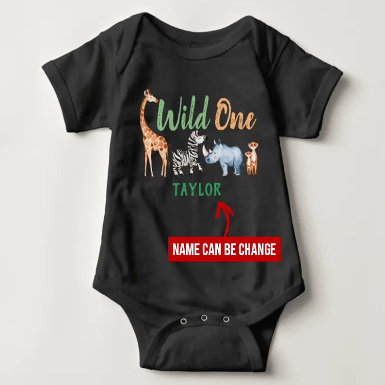 Safari Animal Baby Onesie, Personalized Baby Bodysuit, Newborn Onesies - Perfect Gift For Baby, Baby Gift Onesie - Amzanimalsgift