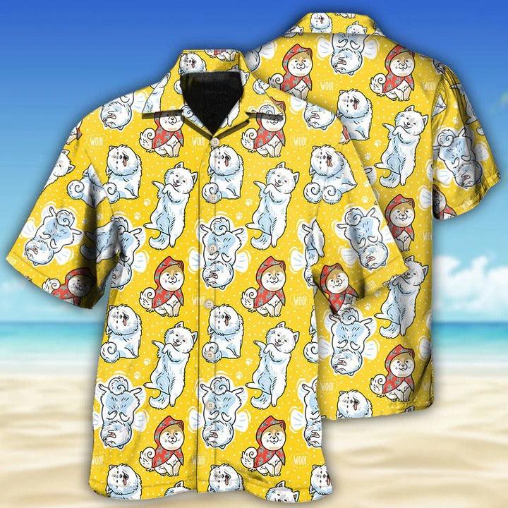 Samoyed Aloha Hawaii Shirt - Dog Yellow Lover Hawaiian Shirt For Summer - Perfect Gift For Dog Lovers, Friend, Family - Amzanimalsgift
