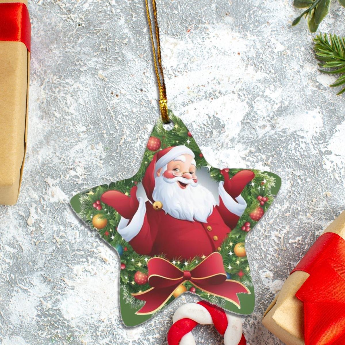 Santa Claus Star Mica Ornament - Amzanimalsgift