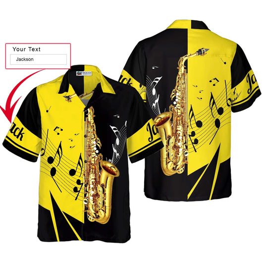 Saxophone Hawaiian Shirt Custom Name, Saxophone Is My Life Personalized Colorful Summer Aloha Shirt For Men Women, Gift For Friend, Music Lovers - Amzanimalsgift