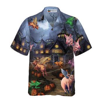 Scary Pigs Can Fly Hawaiian Shirt - Perfect Gift For Lover, Friend, Family - Amzanimalsgift