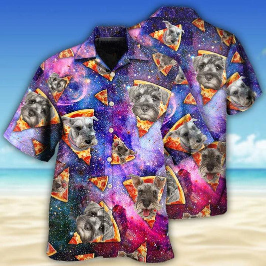 Schnauzer Aloha Hawaii Shirt - Dog Lover Mysterious Galaxy Pizza Hawaiian Shirt For Summer - Perfect Gift For Dog Lovers, Friend, Family - Amzanimalsgift