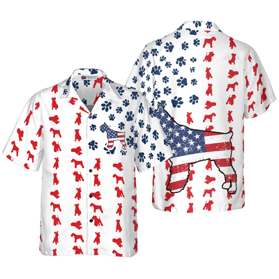 Schnauzer American Flag Hawaiian Shirt, Schnauzer Aloha Shirt For Men - Perfect Gift For Schnauzer Lovers, Husband, Boyfriend, Friend, Family - Amzanimalsgift