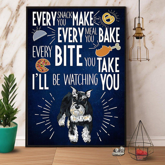 Schnauzer Dog Portrait Canvas - Funny Schnauzer I’ll Be Watching You Portrait Canvas - Gift For Dog Lovers, Schnauzer Owner, Friends, Family - Amzanimalsgift