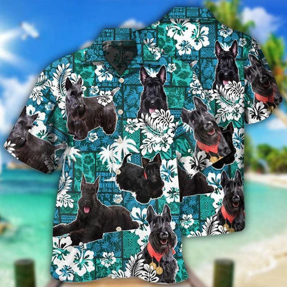 Scottish Terrier Aloha Hawaii Shirt - Scottish Terrier Dog Lovely Tribal Tropical Style Hawaiian Shirt For Summer - Perfect Gift For Dog Lovers, Friend, Family - Amzanimalsgift