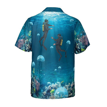 Scuba Diving Aloha Hawaiian Shirts For Summer - Diving Ocean Life Hawaiian Set Outfits For Men Women - Gift For Scuba Diving Lovers, Friend, Family - Amzanimalsgift