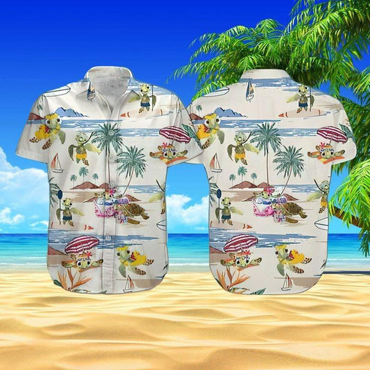 Sea Turtle Aloha Hawaiian Shirt - Baby Sea Turtle Pattern Hawaiian Shirt, Tropical Coconut Hawaiian Shirt For Men & Women, Turtle Lover - Amzanimalsgift