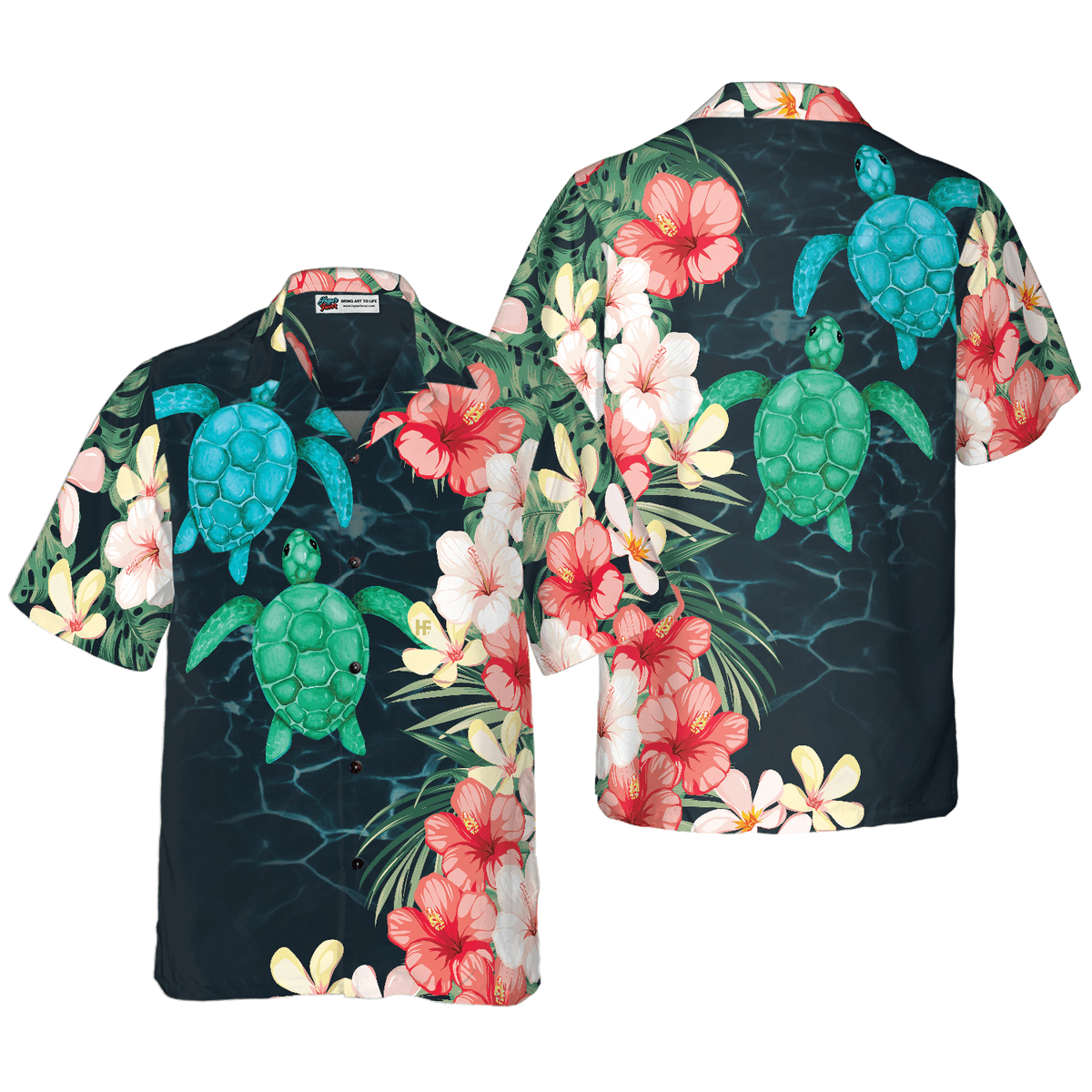 Sea Turtle Hawaiian Shirt, Tropical Flower, Tropical Sea Turtle Aloha Shirt For Men - Perfect Gift For Husband, Boyfriend, Friend, Family - Amzanimalsgift