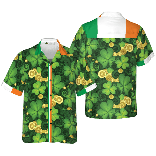 Shamrock And Gold Coins Saint St Patrick's Day Irish Ireland Hawaiian Shirt, Colorful Summer Aloha Shirt For Men Women, Perfect Gift For Husband, Wife - Amzanimalsgift