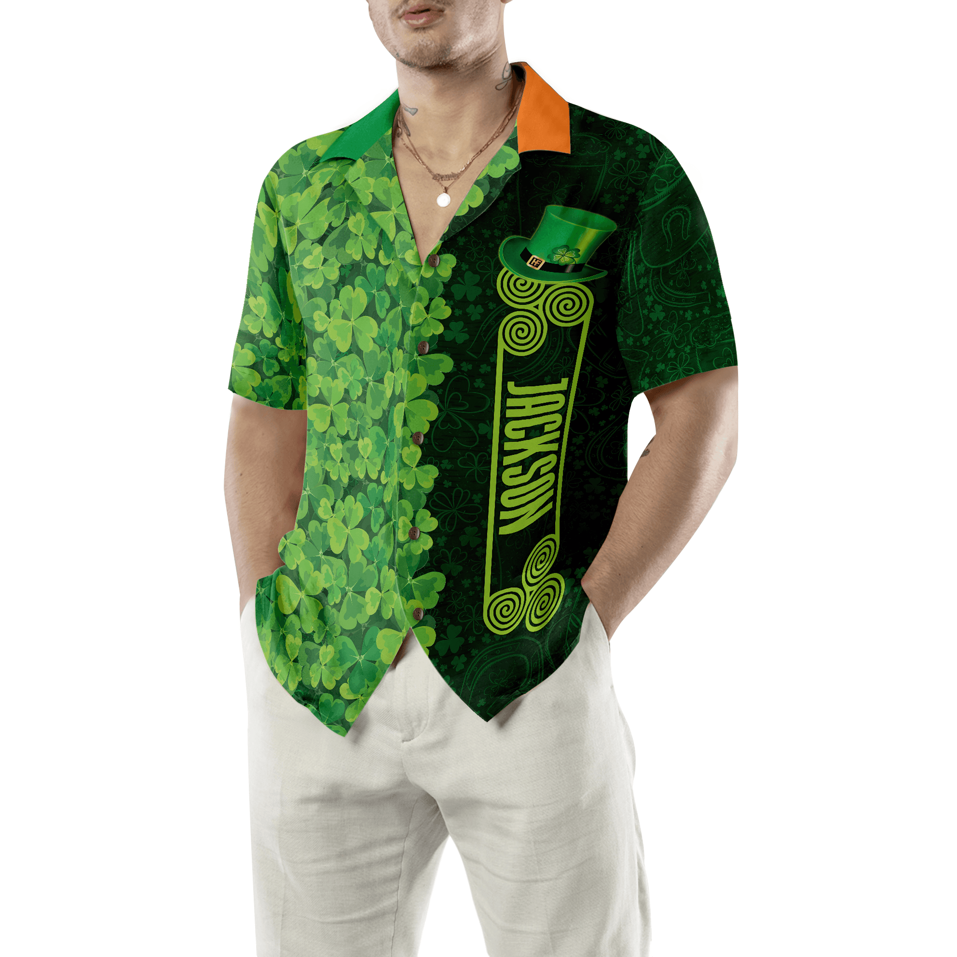 Shamrock Happy Saint Patrick's Day Irish Ireland Custom Name Hawaiian Shirt, Personalized Colorful Summer Aloha Shirts For Men Women - Amzanimalsgift