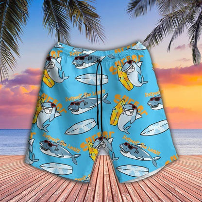 Shark Aloha Hawaiian Shirt - Surfing Hawaiian Shirt, Funny Sharks Surfing Hawaiian Shirt - Perfect Gift For Men & Women, Shark Lover - Amzanimalsgift