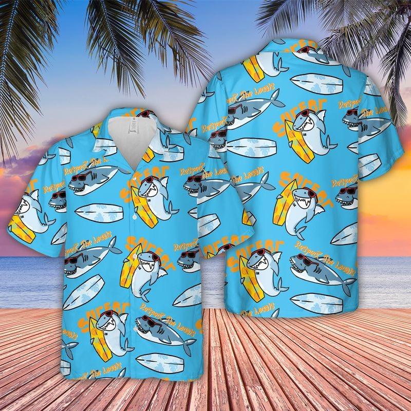 Shark Aloha Hawaiian Shirt - Surfing Hawaiian Shirt, Funny Sharks Surfing Hawaiian Shirt - Perfect Gift For Men & Women, Shark Lover - Amzanimalsgift