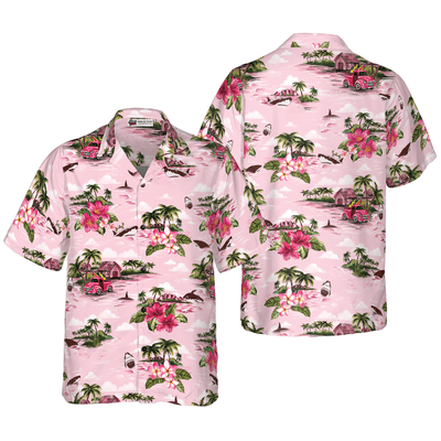 Shark Hawaiian Shirt, Tropical Flowers, Island Hawaiian, Aloha Shirt For Men - Perfect Gift For Husband, Boyfriend, Friend, Family - Amzanimalsgift