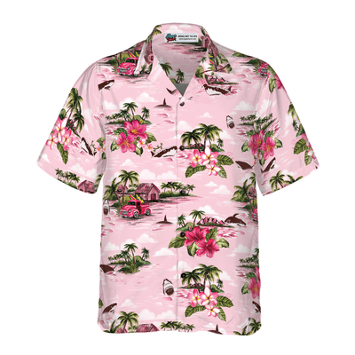 Shark Hawaiian Shirt, Tropical Flowers, Island Hawaiian, Aloha Shirt For Men - Perfect Gift For Husband, Boyfriend, Friend, Family - Amzanimalsgift