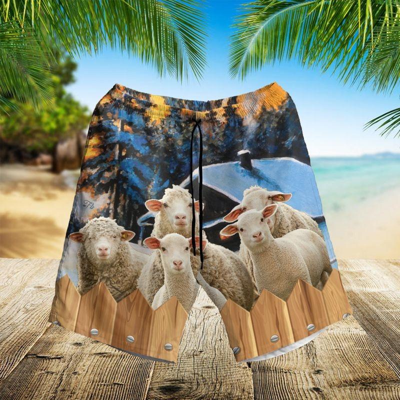 Sheep Cattle Aloha Hawaiian Shirt - Funny Sheep Winter Farmhouse Hawaiian Shirt, Farmhouse Forest Hawaiian Shirt For Men & Women, Sheep Lover - Amzanimalsgift