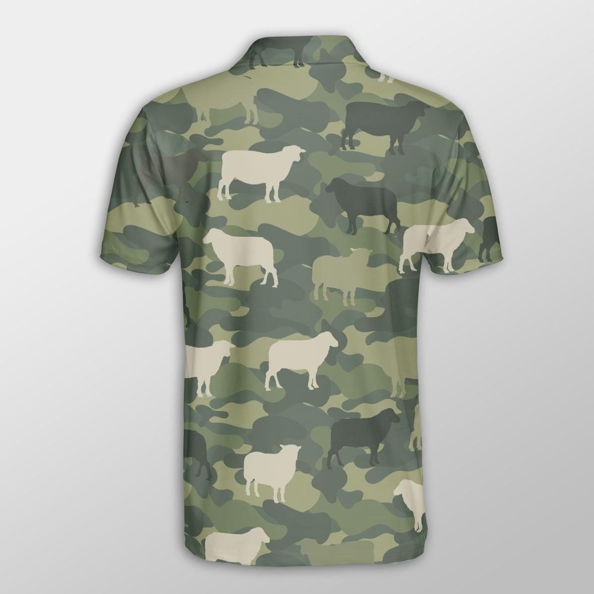 Sheep Men Polo Shirts For Summer - Sheep Camo Pattern Shirts For Men - Perfect Gift For Sheep Lovers, Cattle Lovers - Amzanimalsgift