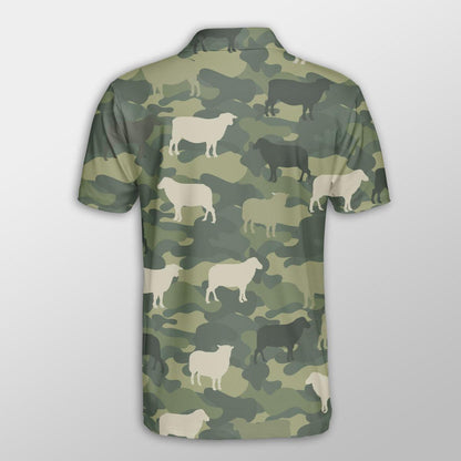 Sheep Men Polo Shirts For Summer - Sheep Camo Pattern Shirts For Men - Perfect Gift For Sheep Lovers, Cattle Lovers - Amzanimalsgift