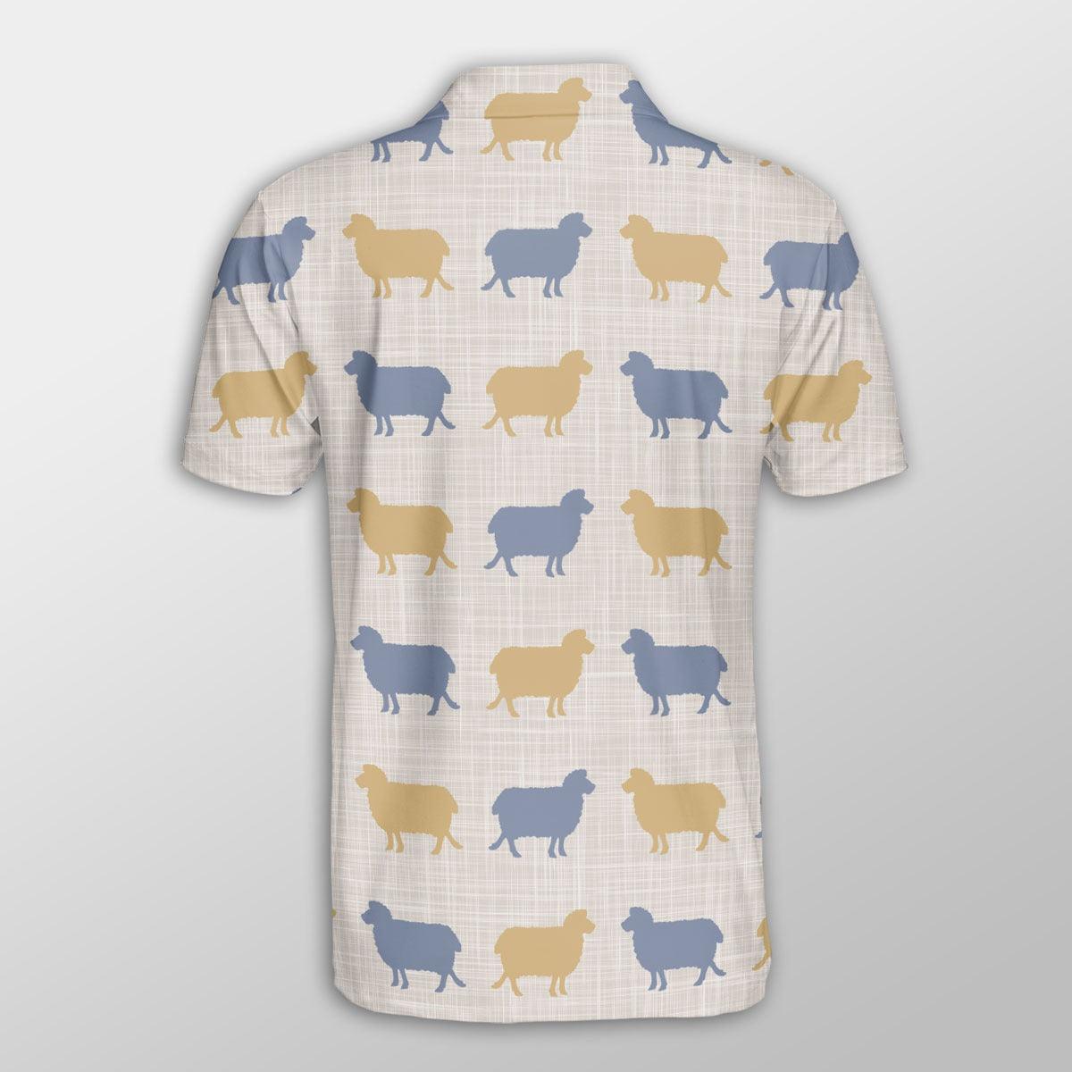 Sheep Men Polo Shirts For Summer - Sheep Silhouette Pattern Button Shirts For Men - Perfect Gift For Sheep Lovers, Cattle Lovers - Amzanimalsgift