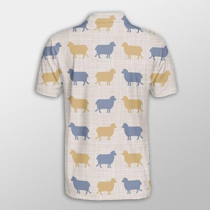 Sheep Men Polo Shirts For Summer - Sheep Silhouette Pattern Button Shirts For Men - Perfect Gift For Sheep Lovers, Cattle Lovers - Amzanimalsgift