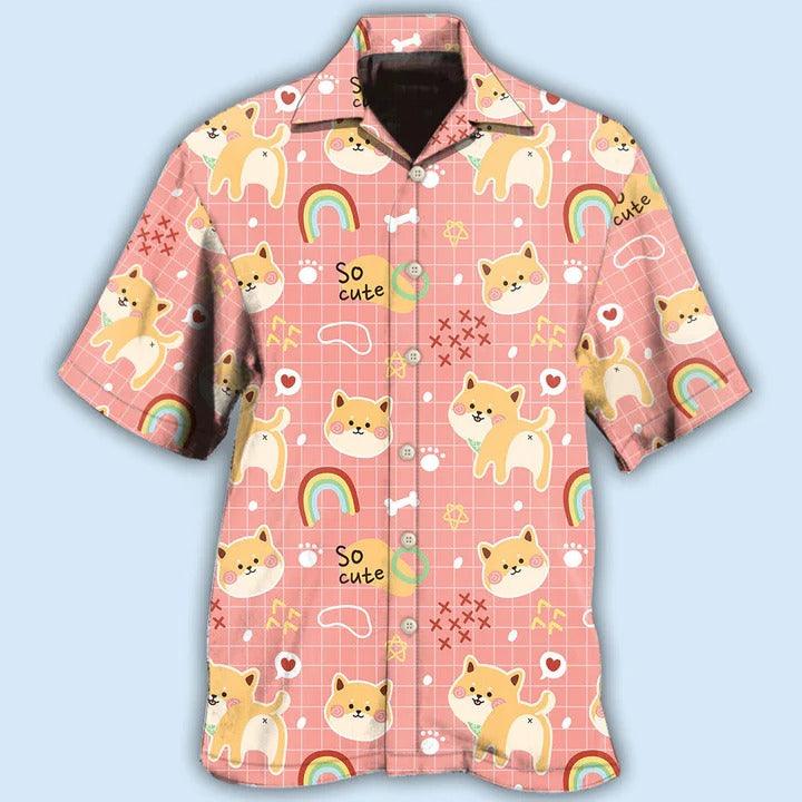 Shiba Inu Aloha Hawaii Shirt - Shiba Inu Cute Rainbow Hawaiian Shirt For Summer - Perfect Gift For Dog Lovers, Friend, Family - Amzanimalsgift