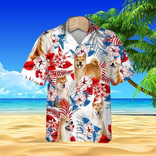 Shiba Inu Aloha Hawaiian Shirt - Shiba Inu In Beach Hawaiian Shirt, Tropical Leaves Hawaiian Shirt For Men & Women, Shiba Inu Lover - Amzanimalsgift