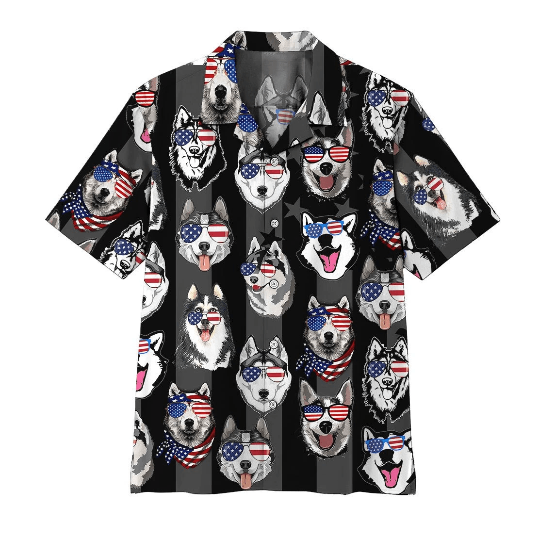Siberian Husky American Flag Aloha Hawaiian Shirts For Men Women, 4th Of July Gift For Summer, Dog Lovers, Dog Mom Dad, Independence Day - Amzanimalsgift