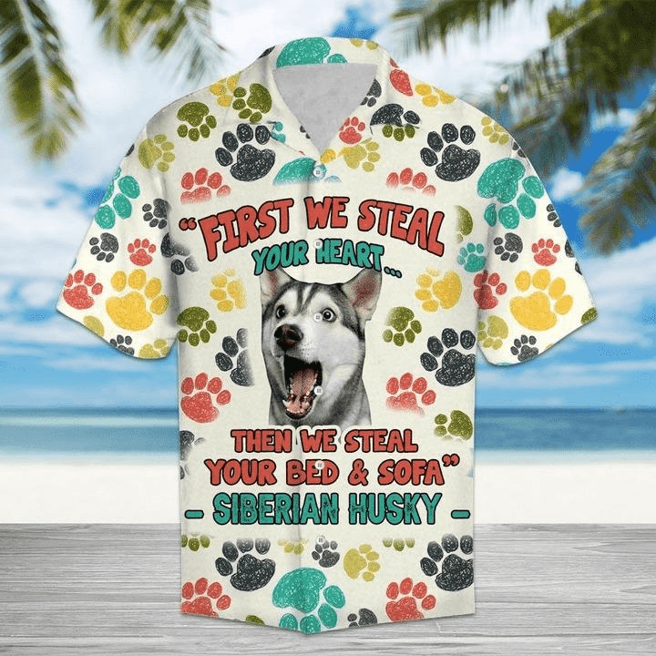 Siberian Husky And LGBT Aloha Hawaiian Shirts For Summer, Happy Dogs Pride Month Colorful Of LGBT Hawaiian Shirts, Gift For Gaymer Lesbian, Dog Lovers - Amzanimalsgift