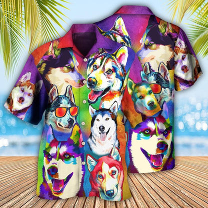 Siberian Husky Hawaiian Shirt, Dog So Cool Aloha Hawaiian Shirt For Summer, Colorful Dog Hawaiian Shirt, Gift For Men Women, Dog Lover, Dog Mom Dad - Amzanimalsgift