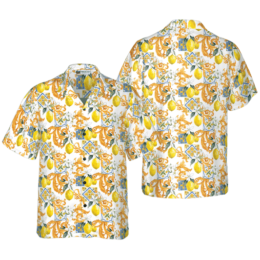 Sicilian Style Lemon Print Aloha Hawaiian Shirt For Summer, Colorful Shirt For Men Women, Perfect Gift For Friend, Team, Family - Amzanimalsgift