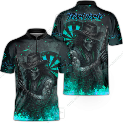 Customized Darts Team Uniform Shirt Darts Reaper Gunslinger Multicolor, Personalized Name And Team Name Darts Shirt