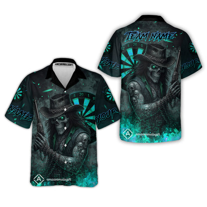 Customized Darts Team Uniform Shirt Darts Reaper Gunslinger Multicolor, Personalized Name And Team Name Darts Shirt