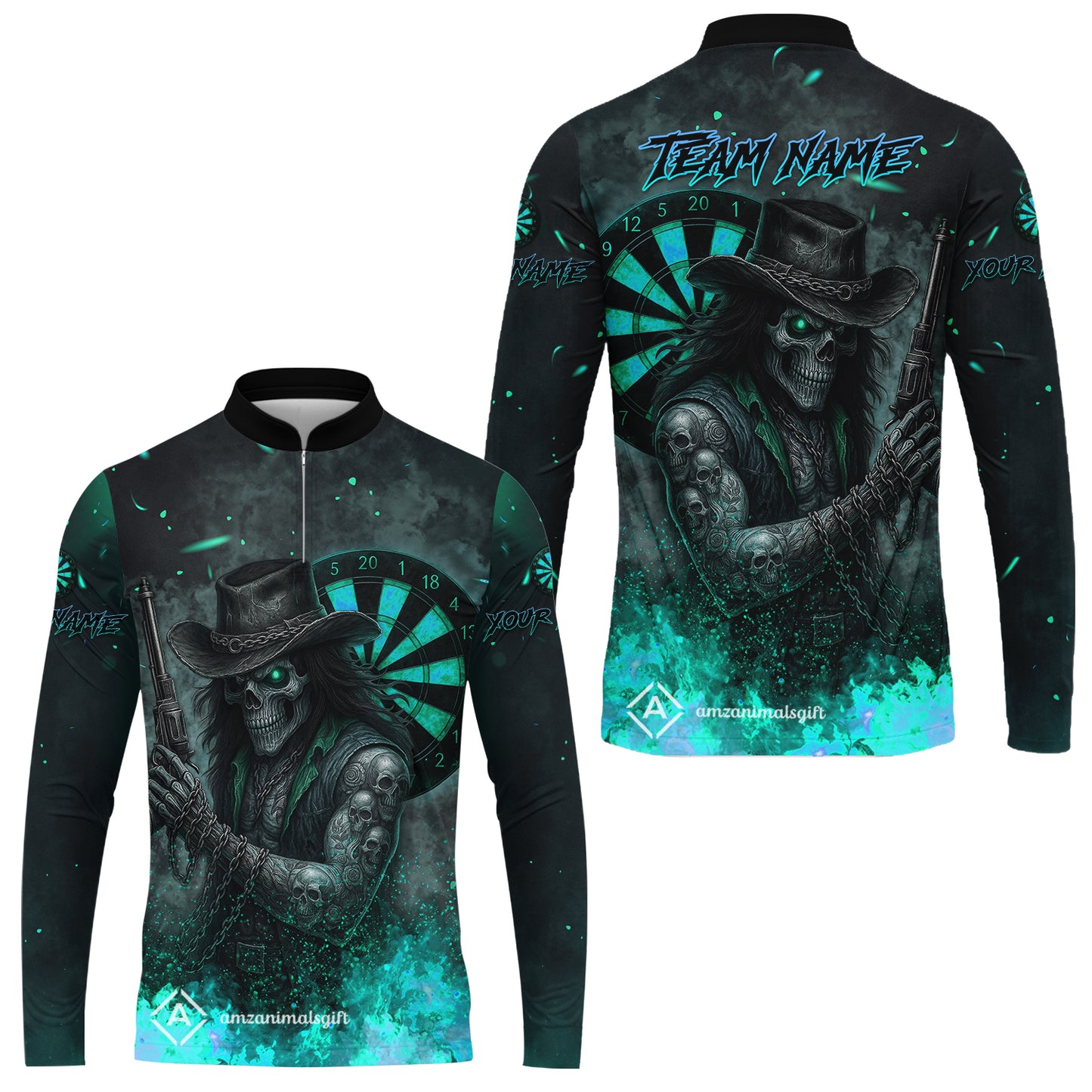 Customized Darts Team Uniform Shirt Darts Reaper Gunslinger Multicolor, Personalized Name And Team Name Darts Shirt