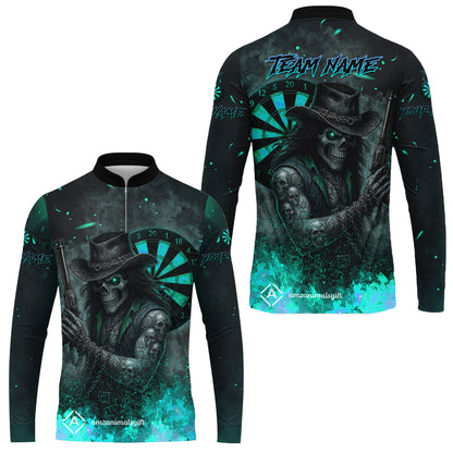 Customized Darts Team Uniform Shirt Darts Reaper Gunslinger Multicolor, Personalized Name And Team Name Darts Shirt