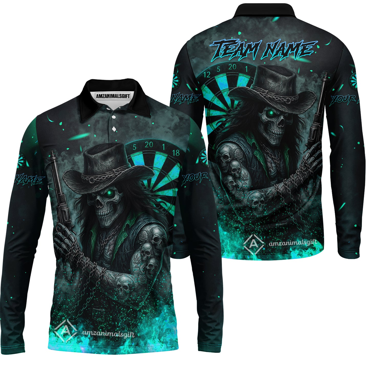 Customized Darts Team Uniform Shirt Darts Reaper Gunslinger Multicolor, Personalized Name And Team Name Darts Shirt