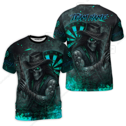 Customized Darts Team Uniform Shirt Darts Reaper Gunslinger Multicolor, Personalized Name And Team Name Darts Shirt