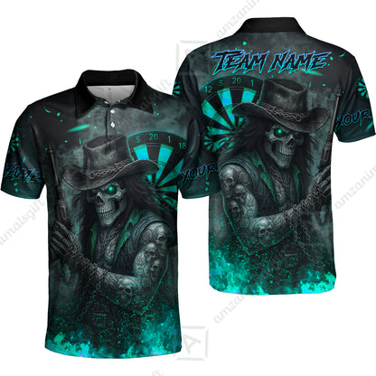 Customized Darts Team Uniform Shirt Darts Reaper Gunslinger Multicolor, Personalized Name And Team Name Darts Shirt