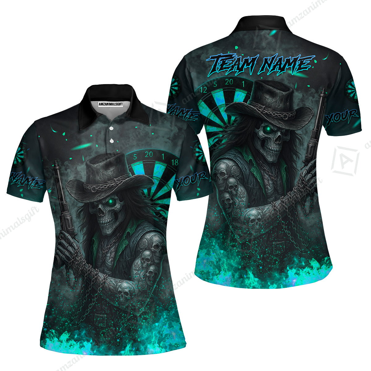 Customized Darts Team Uniform Shirt Darts Reaper Gunslinger Multicolor, Personalized Name And Team Name Darts Shirt
