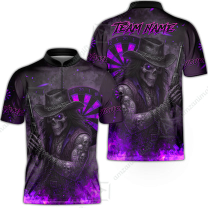 Customized Darts Team Uniform Shirt Darts Reaper Gunslinger Multicolor, Personalized Name And Team Name Darts Shirt
