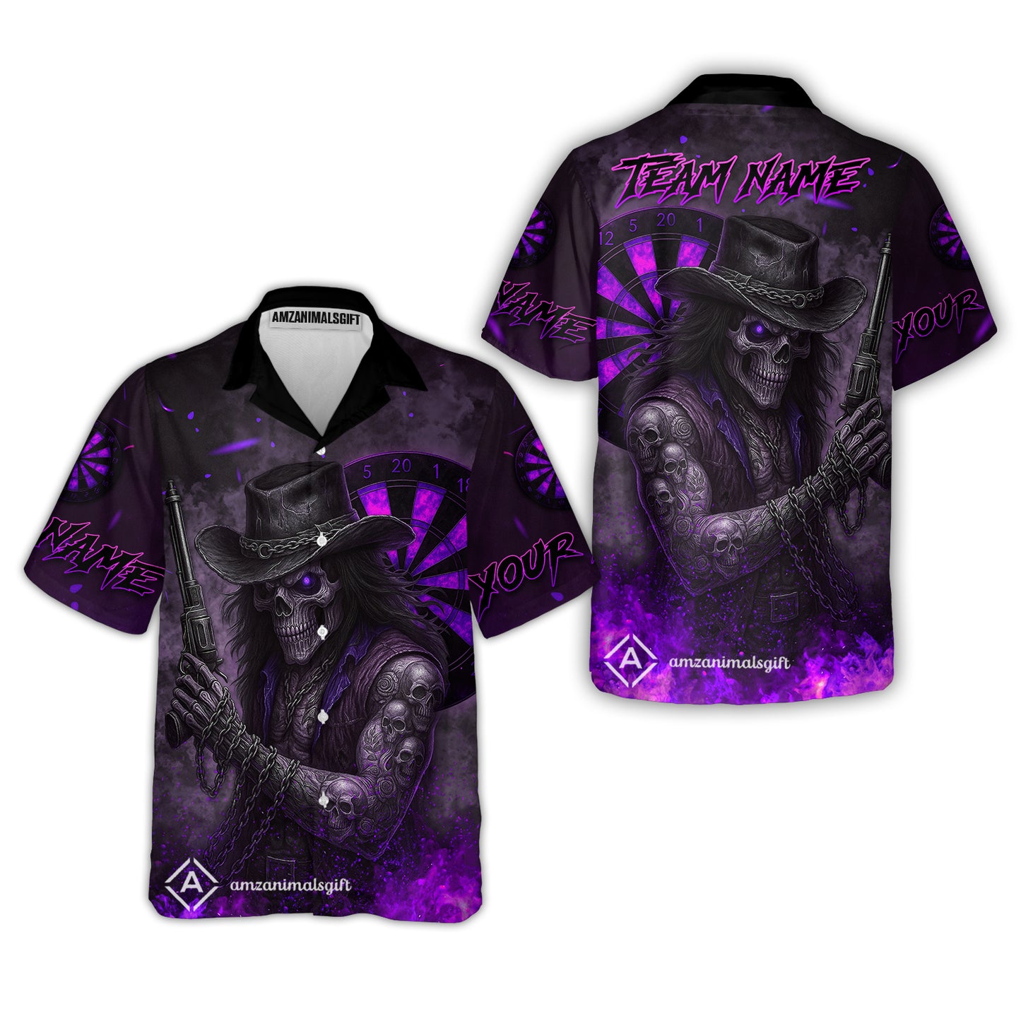 Customized Darts Team Uniform Shirt Darts Reaper Gunslinger Multicolor, Personalized Name And Team Name Darts Shirt