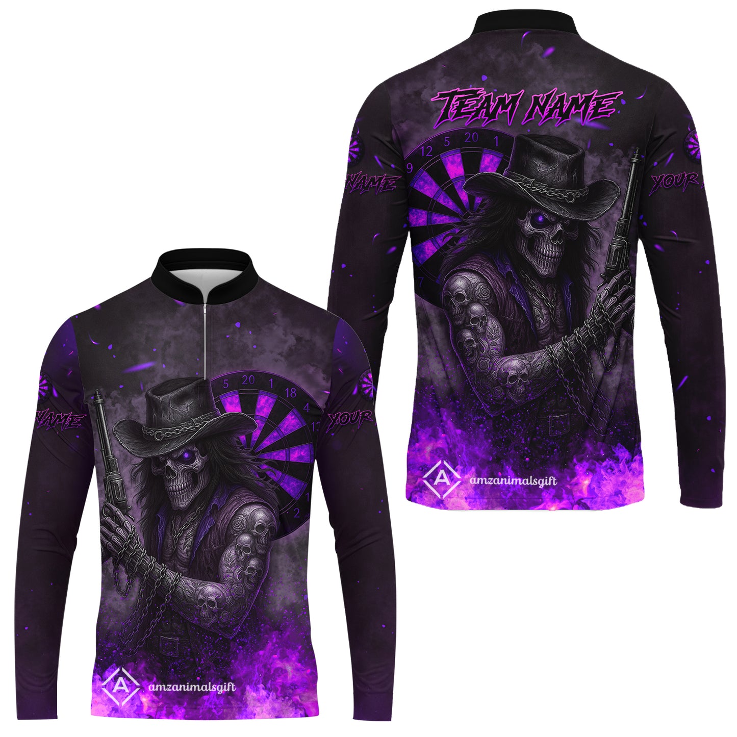 Customized Darts Team Uniform Shirt Darts Reaper Gunslinger Multicolor, Personalized Name And Team Name Darts Shirt