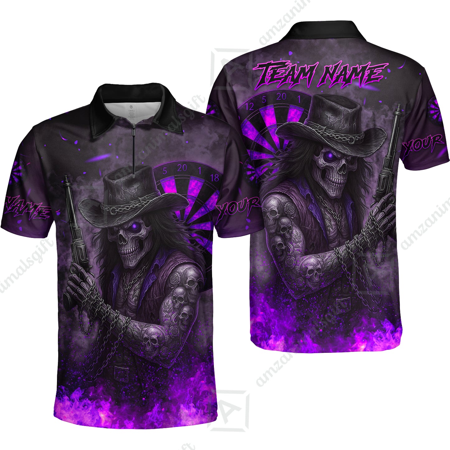 Customized Darts Team Uniform Shirt Darts Reaper Gunslinger Multicolor, Personalized Name And Team Name Darts Shirt