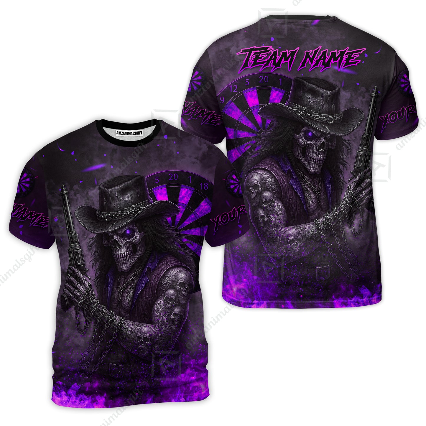 Customized Darts Team Uniform Shirt Darts Reaper Gunslinger Multicolor, Personalized Name And Team Name Darts Shirt