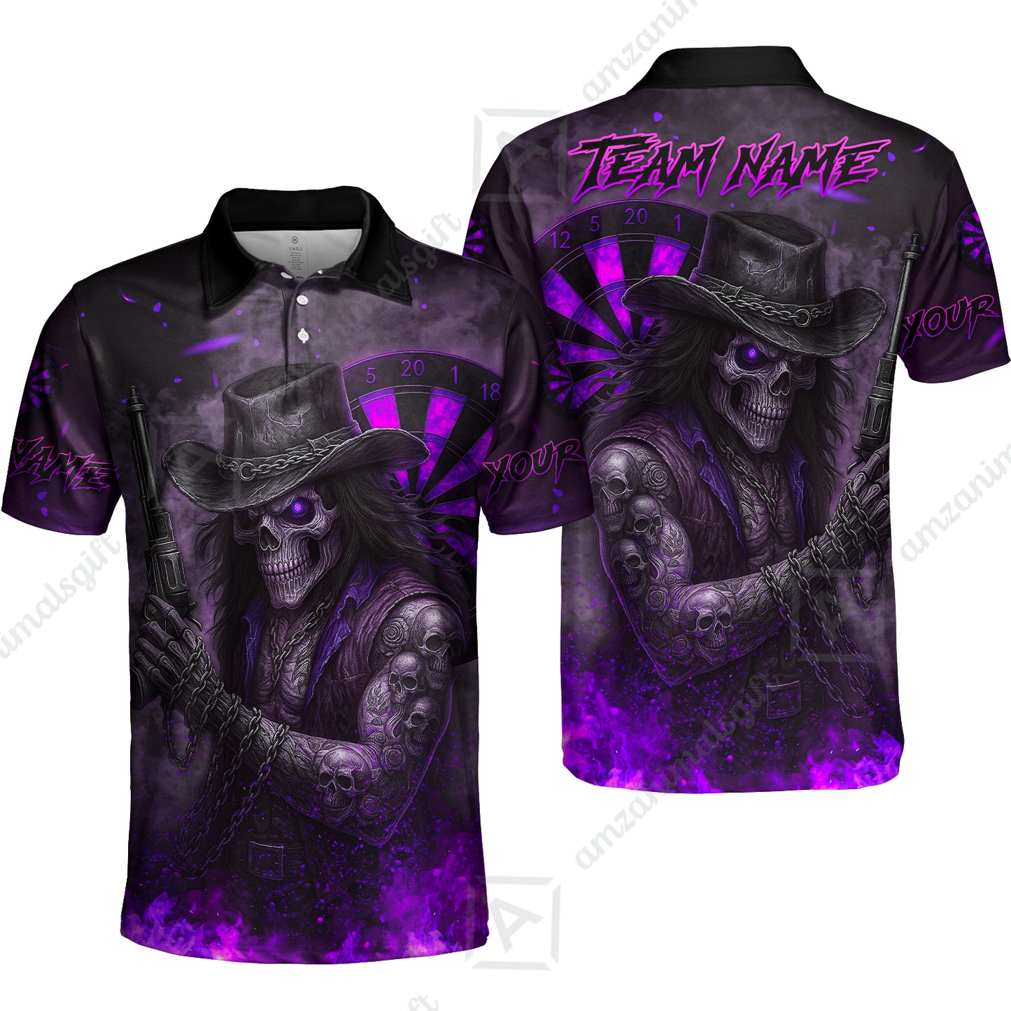 Customized Darts Team Uniform Shirt Darts Reaper Gunslinger Multicolor, Personalized Name And Team Name Darts Shirt