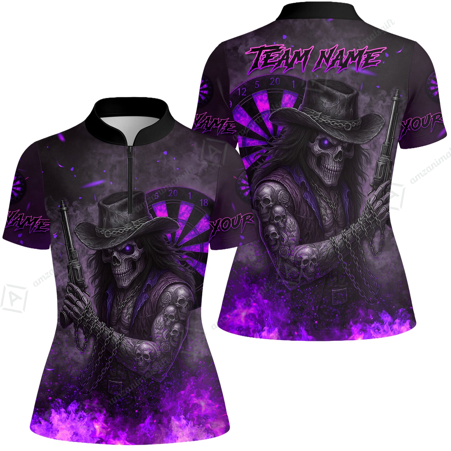 Customized Darts Team Uniform Shirt Darts Reaper Gunslinger Multicolor, Personalized Name And Team Name Darts Shirt