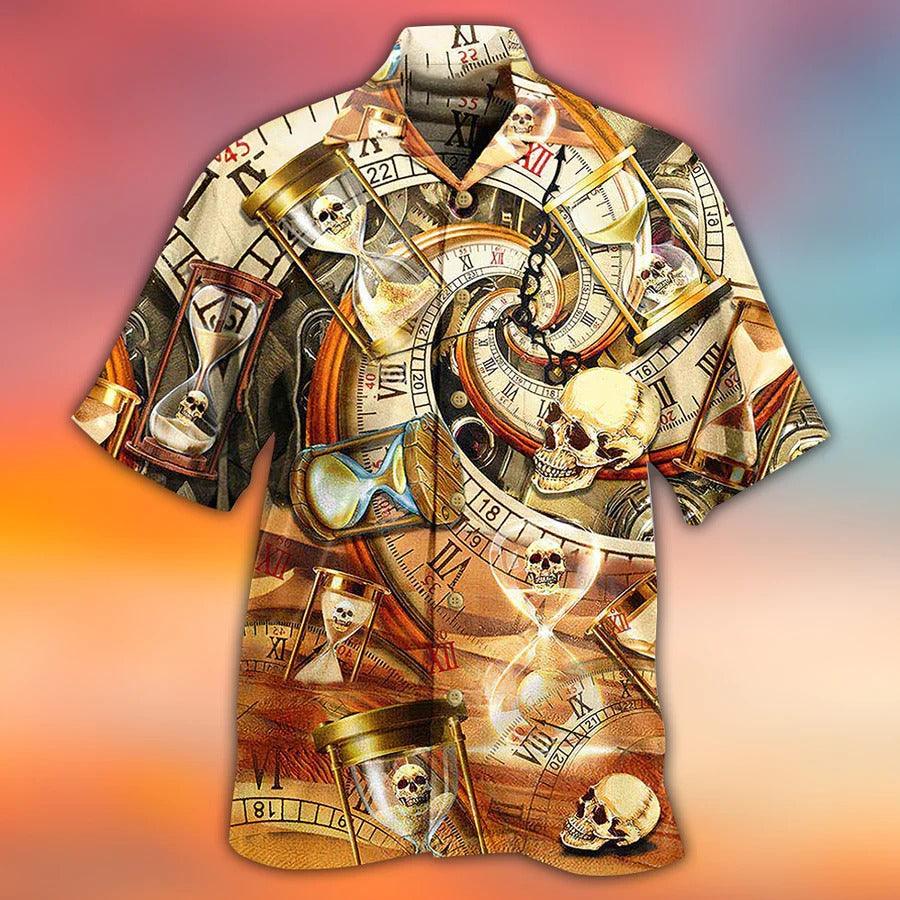 Skull Aloha Hawaiian Shirt For Summer - Skull All Knows Value Of Time Hawaiian Shirt - Perfect Gift For Men, Women, Skull Lover - Amzanimalsgift