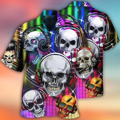 Skull Aloha Hawaiian Shirt For Summer - Skull Aloha Skull Music Lets Get High Hawaiian Shirt - Perfect Gift For Men, Women, Skull Lover - Amzanimalsgift
